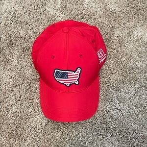TPC Sawgrass Red Cap with USA Flag Patch